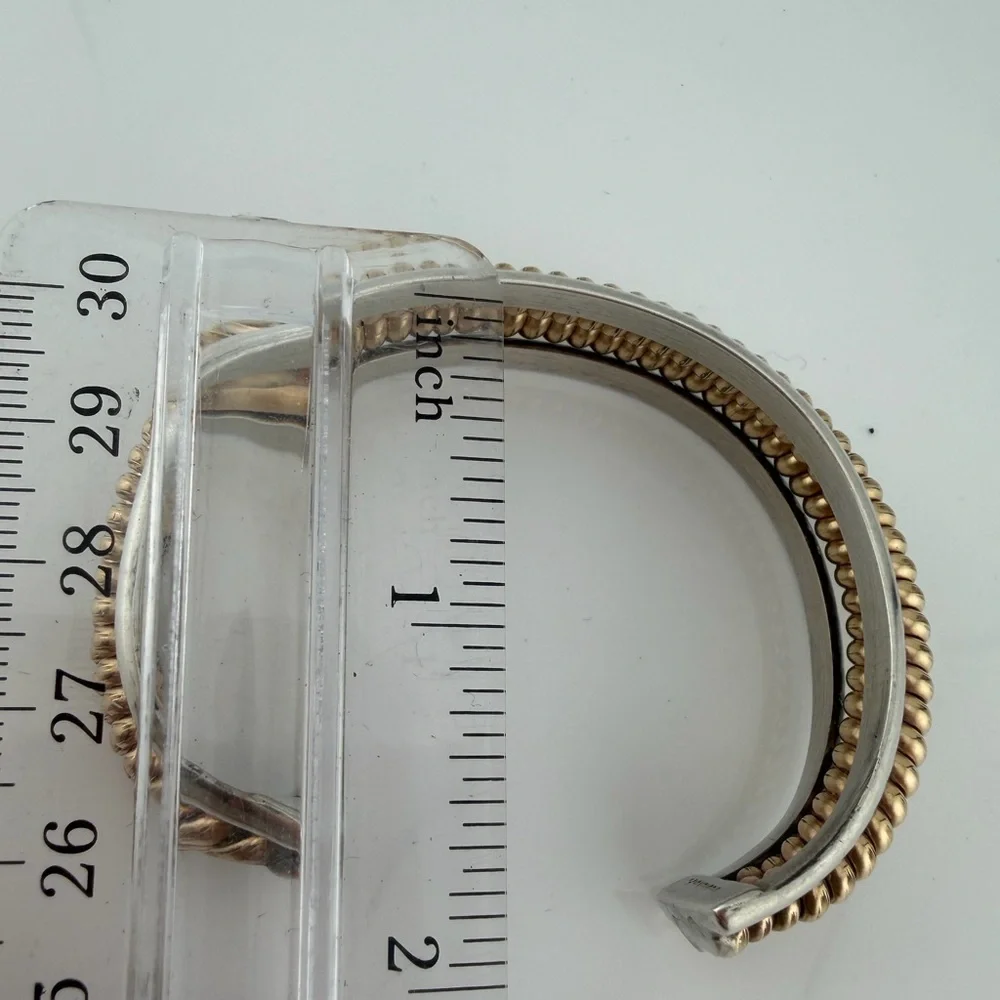 Navajo sterling Tahe cuff with 12k gold fill